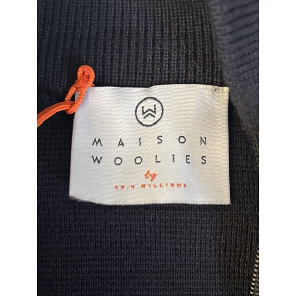 MAISON WOOLIES Puffer Merino Wool Vest Mens Large Full Zip Pockets Navy Classic - Picture 2 of 13